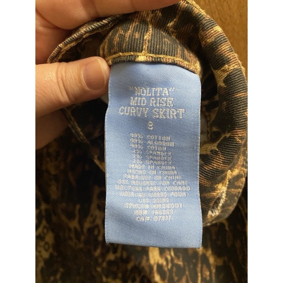 Hydraulic Womens Brown Leopard Denim Nolita Mid Rise Curvy Mini Skirt 8 Stretch - Picture 10 of 11